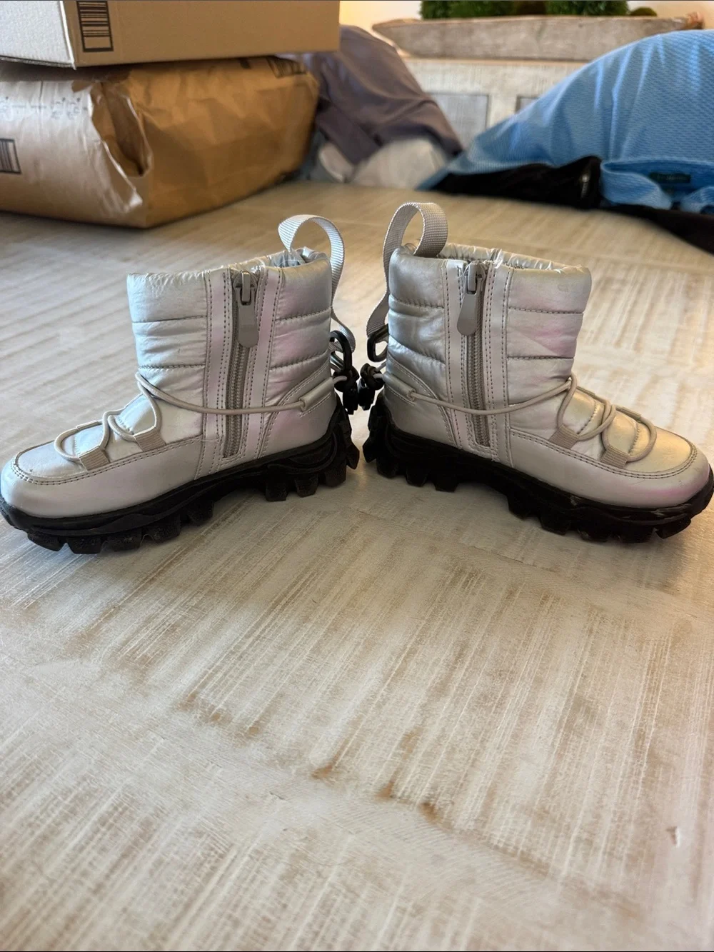 Dream Pairs Metallic Silver Kids Snow Boots